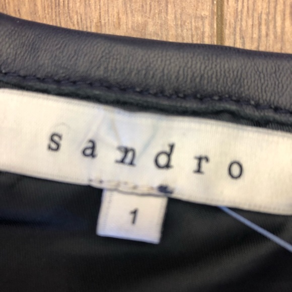 SANDRO LEATHER MINI SKIRT IN DARK BLUE PURPLE - Picture 4 of 7